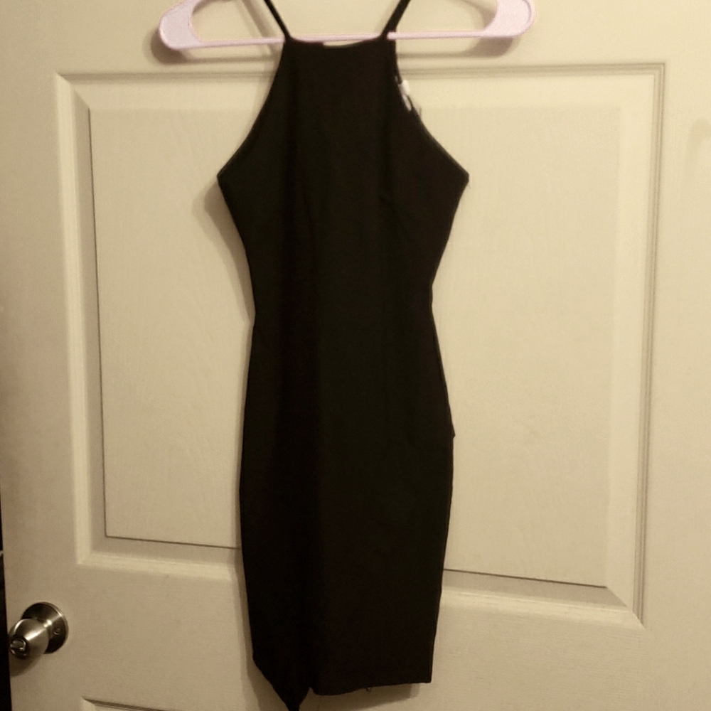 Tight black midi dress